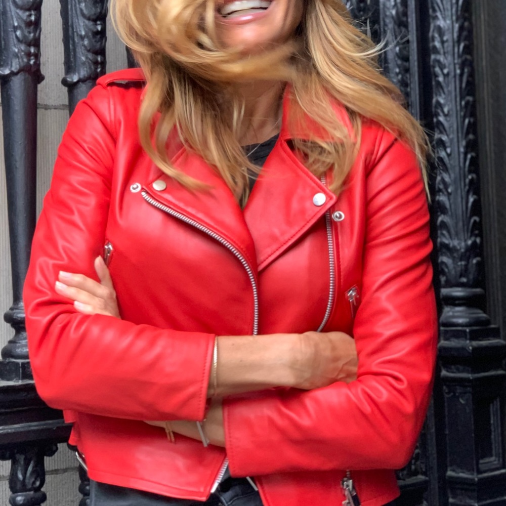 Red leather jacket